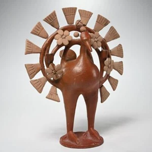 Reiher Martinez Mendoza mexikanische Volkskunst Keramik Pfau Truthahn Vogel Kandelaber - Bild 1 von 4
