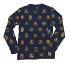 Polo Ralph Lauren Herren Navy Herald Wappen All Over Waffelstrick Thermo T-Shirt