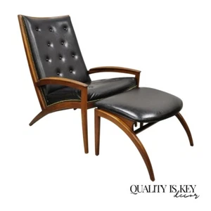 Barney Flagg for Drexel Parallel Walnut Sculpted Lounge Chair and Ottoman - Picture 1 of 12