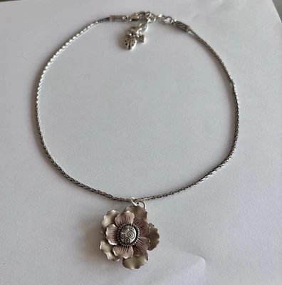 "COLLAR DE AMAPOLA FLOR BRILLANTE - CADENA PLATEADA Raro Bohemio y País 15~17""" Foto 1 de 4