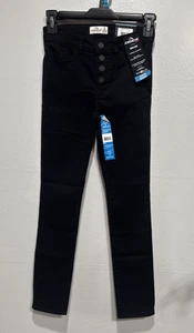 Pantalones de mezclilla Jordache para niñas súper ajustados tiro alto cintura ajustable talla 8 negros - Imagen 1 de 12