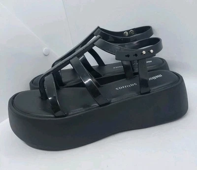 Sandalias de plataforma alta Melissa Caribe Salinas negras para mujer talla 6 zapatos informales  Foto 1 de 4
