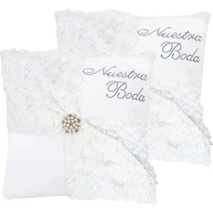 Set 2 Copricuscini Inginocchiati Matrimonio Ricamati Nuestra Boda Inginocchiato Pil... - Foto 1 di 7