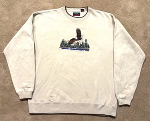 Vintage Sweatshirt Mens Bald Eagle Embroidery XL Long Sleeve USA - Picture 1 of 9