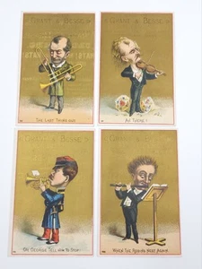 Antique Victorian Military Band Member Clothiers Grant & Besse Trade Cards Lot 4 - Picture 1 of 7