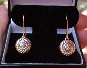 Retired David Yurman Diamond Cookie Earrings w/DY French Wires - 18K/925 - Picture 1 of 6