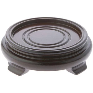 Plymor Walnut Round Wood Veneer Footed Display Base, 4.75" W x 4.75" D x 1.25" H - Picture 1 of 1