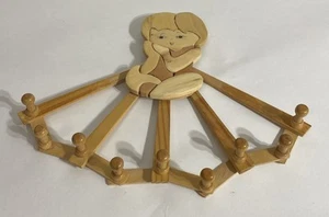 Vintage Accordion Wooden Peg Childrens Clothes/Jewelry Hanger girl Theme - Picture 1 of 4