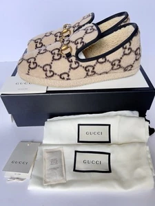 Gucci Beige and Brown Wool Slippers with GG Monogram, Italian size 38.5, US 8 - Picture 1 of 6