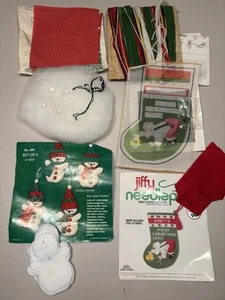 Weihnachten Bastelsets Nadelspitze Baby Strumpf Filz Ornament Schneemänner Vintage - Bild 1 von 11