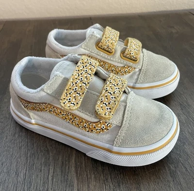 Vans Old Skool Niño Pequeño Talla 8.0 Amarillo Girasol Gancho y Lazo Zapatos Gamuza Lona Foto 1 de 4