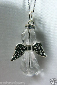 "Precioso Collar de Cadena Ángel de 19"L de Cristal Checo Tono Plateado - Imagen 1 de 4