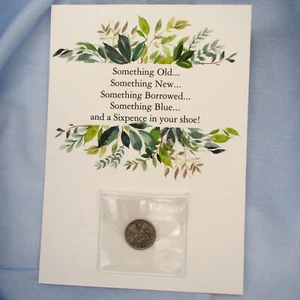 Lucky Sixpence "Origin of Wedding Rhyme©" Wedding Card Queen Elizabeth II Coin T - Picture 1 of 11