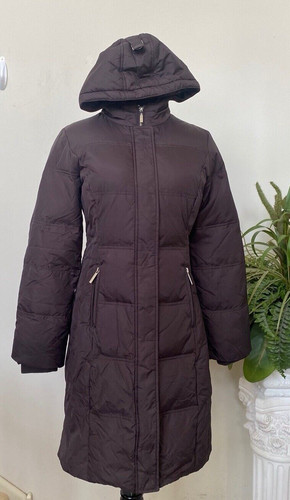 Cappotto tampone con cappuccio Michael Kors donna marrone 100$% nylon taglia S P in perfette condizioni! $275