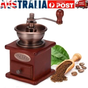 Retro Manual Coffee Grinder Ceramic Conical Burr Portable Hand Crank Coffeemaker - Picture 1 of 12