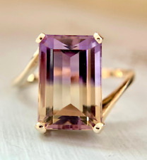 Natural Ametrine Gemstone Ring 925 Sterling Silver Gold Plated Ring For Women's