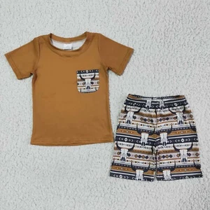 Toddler Boys Sibling Rodeo Yee- haw Shorts Set 2pcs Summer Outfit - Picture 1 of 7