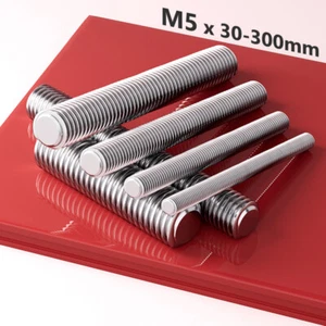 A2 Stainless Steel Fully Threaded Rod Bar M5 30-300mm Screws Bolts Grade 18-8 - Picture 1 of 10