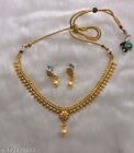 South Indian Bollywood Gold Plated Choker Necklace Ethnic Wedding Jewelry Set