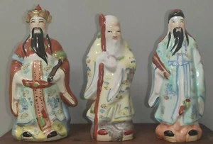 Chinese Star Gods- Prosperity (Fu) Longevity (Shou) Good Fortune (Lu) 6” Marked - Picture 1 of 8