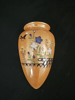 Hermoso bolsillo de pared de moriaje de pájaro floral lustre japonés de colección de los años 40 Foto 1 de 4