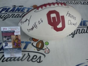 Kennedy Brooks signiert Oklahoma OU Sooners Logo Football mit Hörnern unten JSA COA - Bild 1 von 2