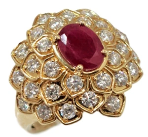 Effy Designer 14k Gold Natural 1.42ct Ruby 1.5ct Diamond Large Fancy Ladies Ring - Picture 1 of 8
