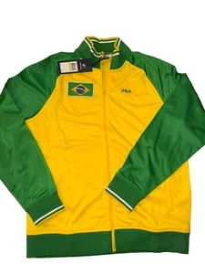 FILA Brazil Track Jacket Men's Size M Medium Yellow Green Soccer Ronaldo NWT - Picture 1 of 8