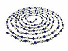 10 pieds rondelle quartz bleu, perles rondes 3-4 mm chaîne chapelet fil noir