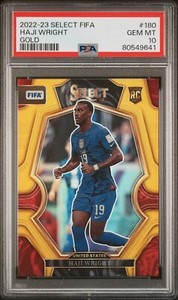 2022-23 Haji Wright Panini Select Gold Prizm USMNT Rookie Card 9/10 PSA 10 GEM