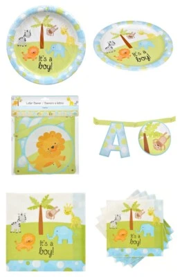 NUEVO IT'S A BOY FIESTA DECORACIÓN SET PLATOS BANNER SERVILLETAS REVELACIÓN DE GÉNERO Foto 1 de 4