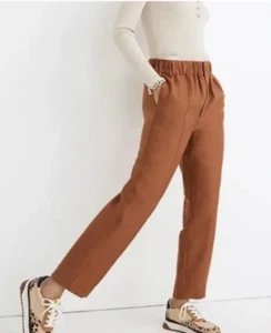 Madewell Tapered Huston Pull On Crop Pants Womens XSmall Brown - Picture 1 of 16