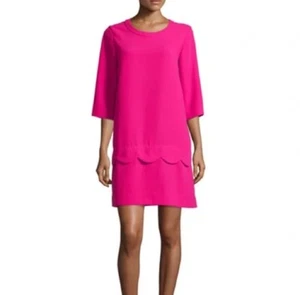 Kate Spade Scallop Shift Sweetheart Pink Demi Dress Lined Half Sleeve Size 2 - Picture 1 of 11