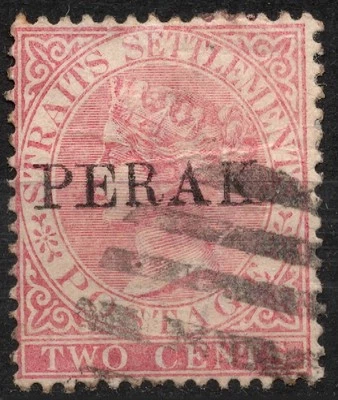 SG11 Sn:#5 usado 1883 2c STREAMENTS ASENTAMIENTOS sobreimpreso PERAK Foto 1 de 2