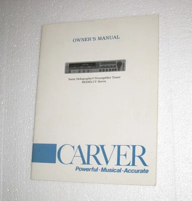 Manual del propietario OEM para sintonizador peramplificador holografía sónica tallador modelo CT-Seven Foto 1 de 3