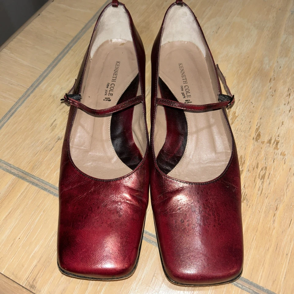 Женские туфли на плоской подошве Kenneth Cole New York темно-красная кожа стиль Mary Jane размер 8 М - Изображение 1 из 4