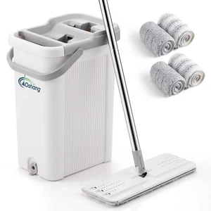 Mop and Bucket Set for Home Floor Cleaning, Hands Free Flat Mop, Stainless-St... - Picture 1 of 7