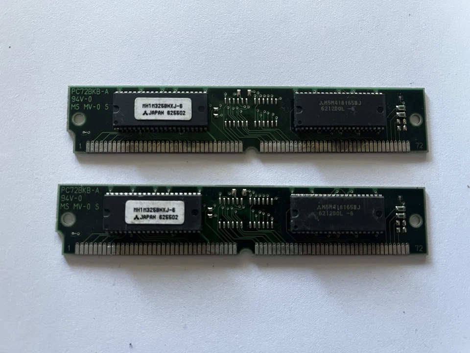 2x Panasonic 4MB 72-Pin SIMM RAM FPM DRAM 60ns Vintage (8MB total)  - Immagine 1 di 2