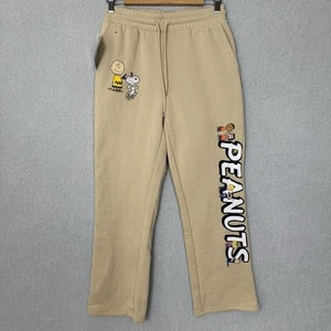Aeropostale Peanuts Snoopy Sweatpants Women's XS Tan Fleece Cotton Blend NWT - Picture 1 of 13