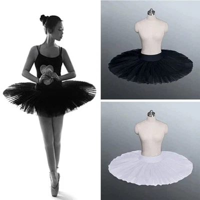 Lady Girl Black White Dance Ballet Practise Pancake Plateau Tutu Skirt Dancewear - Image 1 of 4