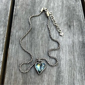 Brighton Bibi Heart Necklace Reversible Pendant Blue Crystal 16-18" - Picture 1 of 6
