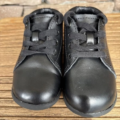 Zapatos Stride Rite Elliot para niños de cuero negro con cordones corbata para niños pequeños talla 5,5 W Foto 1 de 4