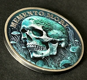 Memento Mori - Tempus Fugit Capre Diem Skull Moneta da tasca portafortuna (1 PC) - Foto 1 di 9