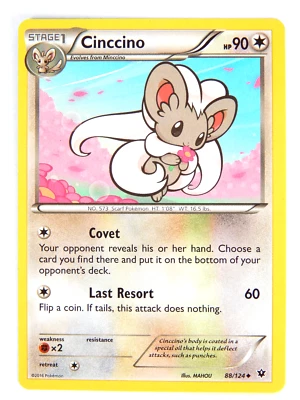 Cinccino 88/124 (NM, Pokemon Card, Fates Collide, 2016, Colorless, Uncommon) - Image 1 of 2