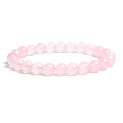 VALENTINO Bracciale 10pz Pietre Quarzo Rosa Naturale Fatto a Mano Tondo 8MM Perline Guarigione Reiki