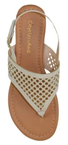 Ciudad Clasificado Mujeres Sandalias planas Correa de tobillo Tangas Recortado Beige Nude TAKEME - Imagen 1 de 2
