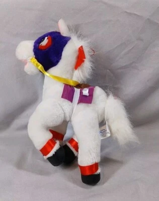 Juguete de peluche suave vintage 1996 Nanco 12" blanco caballo de carreras Foto 1 de 4