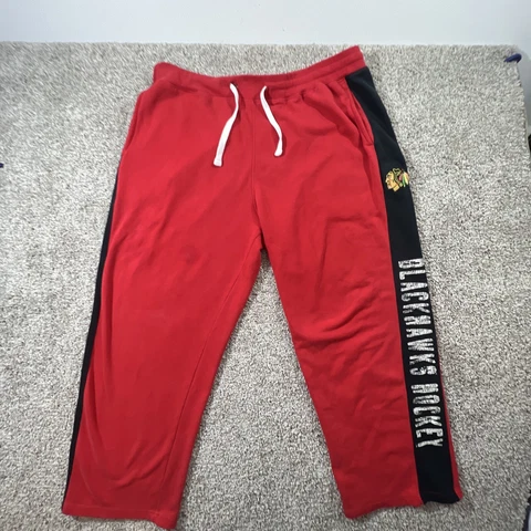 Vintage Retro Chicago Blackhawks Red Hane's Sweat Pants Size Large Cover