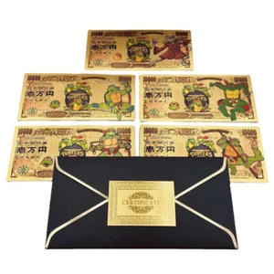 5 Stück 24k Gold Foil Plated Teenage Mutant Ninja Turtles TMNT Gold Banknote - Bild 1 von 9