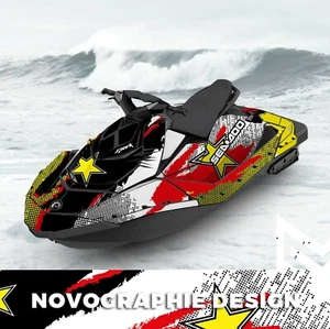Seadoo Spark trixx Bombardier 2up + 3up Jet Ski Graphic Decal Vinyl Rockstar - Picture 1 of 2